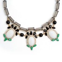 Colorblock White Stone Statement Necklace